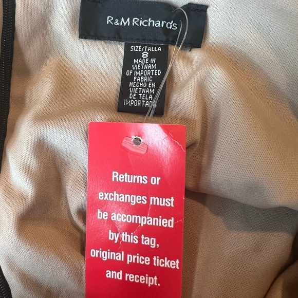 R&M Richards Cocktail Lace Knee Length Black Sequin Sheer Overlay Size 8 NEW - Picture 2 of 16